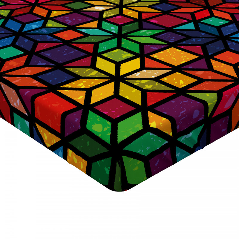 Microfiber Geometric Fitted Sheet, Full Fitted Sheet