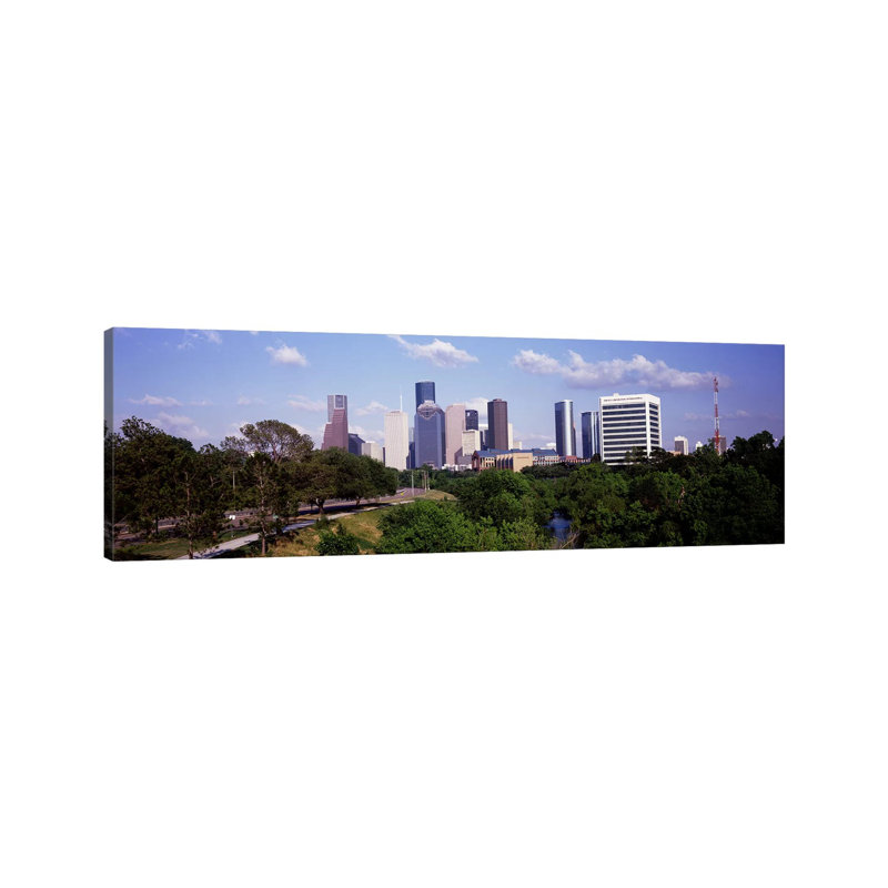 Downtown Skylines, Houston, Texas, USA by Panoramic Images - Wrapped Canvas Panoramic Print
