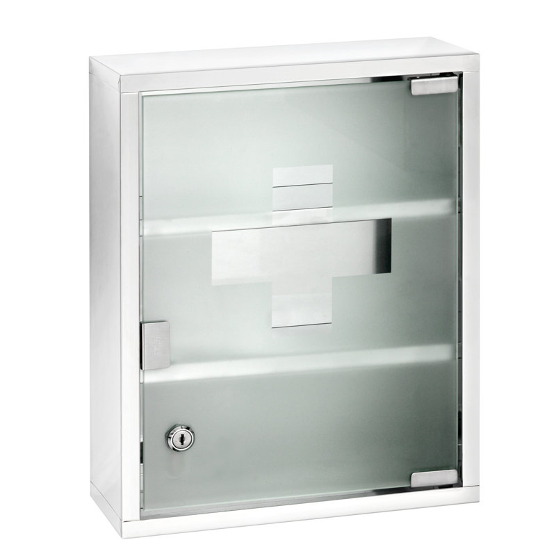 300mm W 400mm H Surface Framed Medicine Cabinet Mirror 3 Fixed