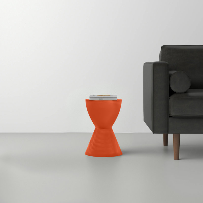 Orange Hourglass Acrylic Side Table with Hidden Storage