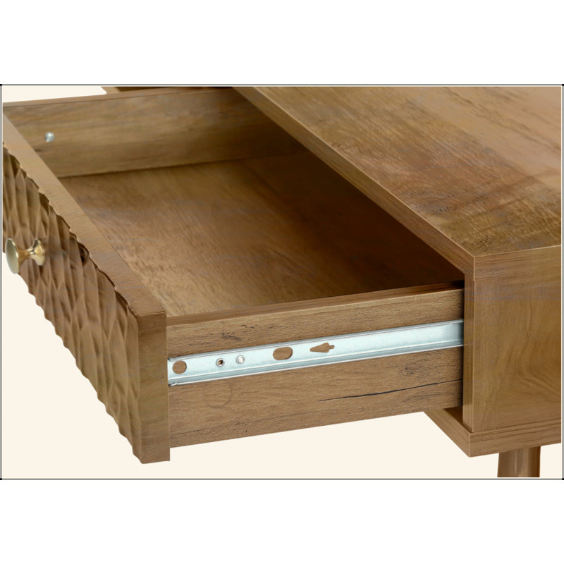 Table basse, accent, cocktail, rectangulaire, rangement, salon, L 44 po, stratifié noyer, pieds en bois, style Mid-Century