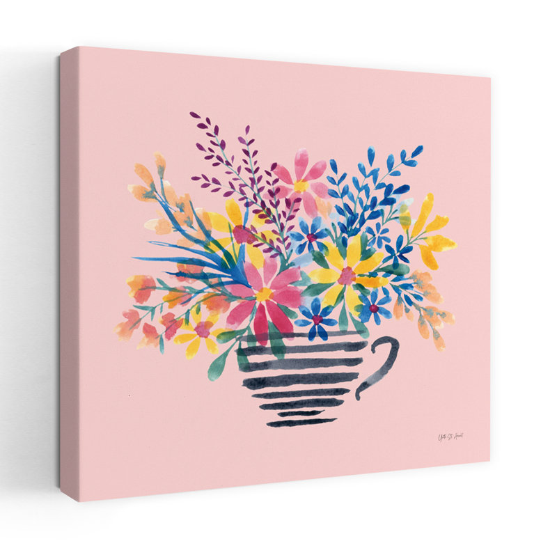 Fun Florals I, art floral contemporain, H 18 po x l 18 po