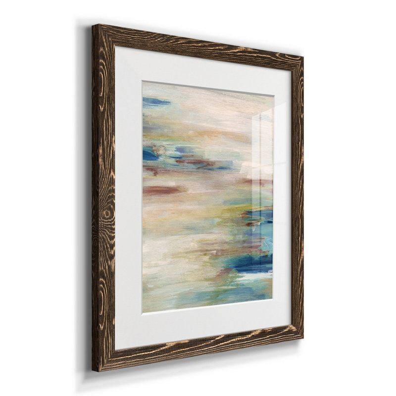" Tranquil Ocean I ", 24" H x 18" W x 1.5" D, Walnut Framed Paper, White
