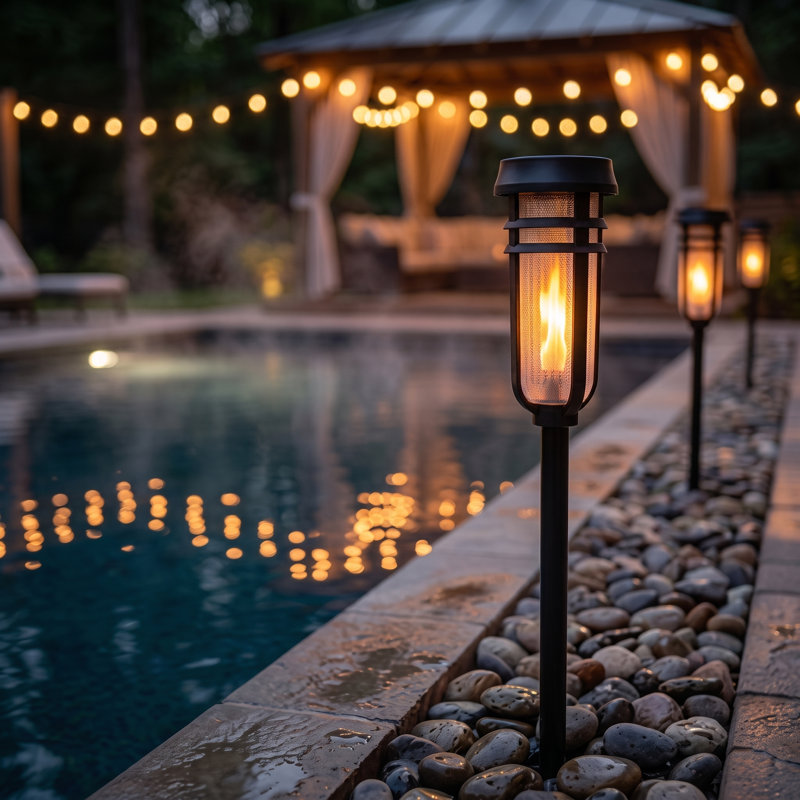 Metal Solar Torch Lights, Solar Tiki Torches, Patented Fire Effect | 1 Pack, Solar Lights Outdoor Waterproof, Adjustable 0-24 In Height, Yard Lights, Ideal For Yard, Patio, Garden, & Pathway