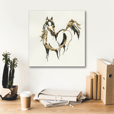 «Golden Horse», art mural sur toile 18 po x 18 po par Chris Paschke
