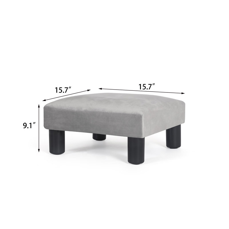 15.7'' Wide Square Footstool Upholstered Ottoman, Gray 100% Polyester