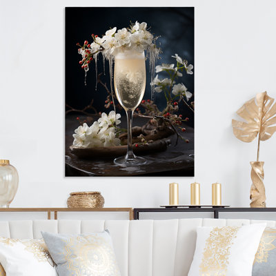 Champagne Blooms Bubbles and Bliss II - Champagne, art mural en métal
