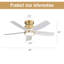 42 Inch Flush Mount Ceiling Fans with LED Light 22W and Remote Control 5 ABS Fan Blades for Bedroom Dining Room