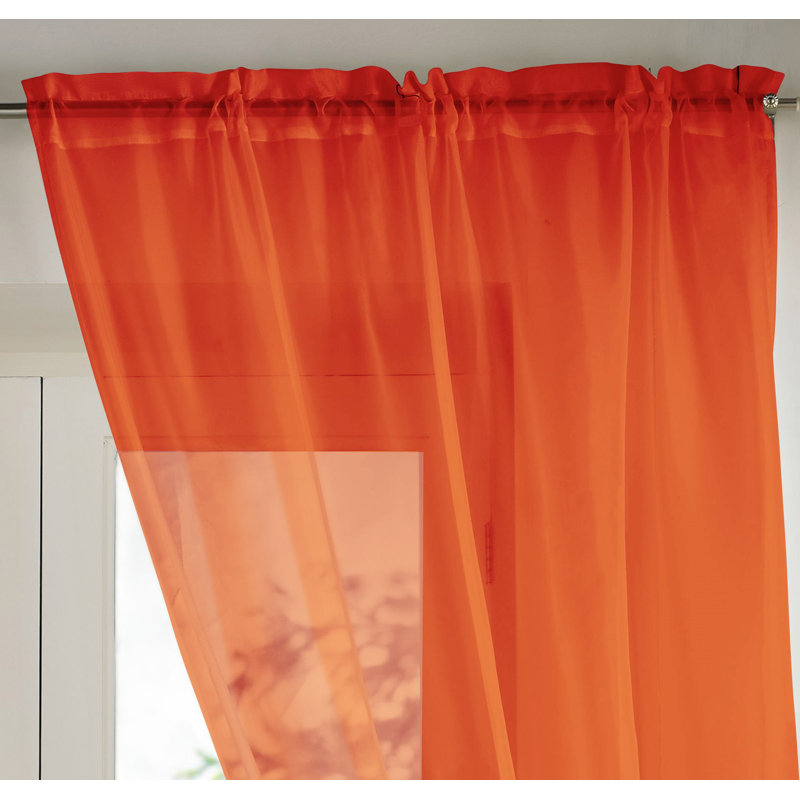 Billerica Sheer Curtain Single Panel, 145 W x 122 D cm, Orange