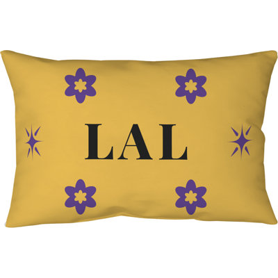 Coussin en polyester filé LA blanc mauve et doré 25 po x 18 po