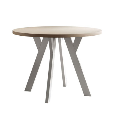 Extendable Round Metal Base Dining Table