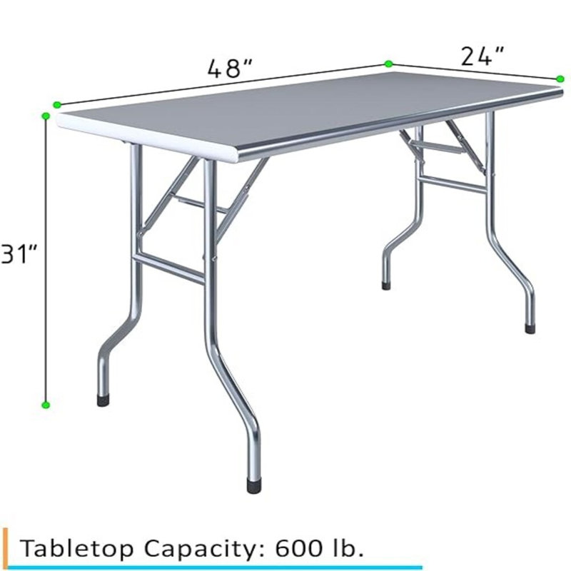 Table de travail à base ouverte en acier inoxydable Express KitchQuip, l 48 po x P 24 po, 31" H × 48" W × 24" D