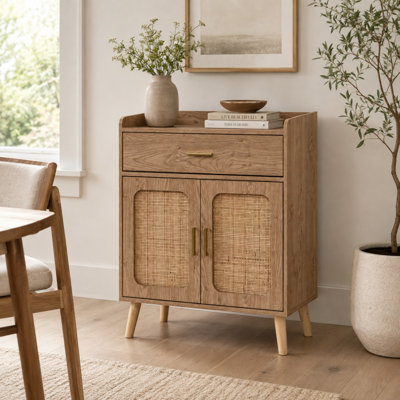 Kitchen Storage Cabinet with Drawer, Doors and Feet