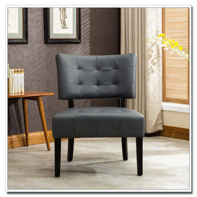 Leather Tufted Accent Chair with Oversized Seating
