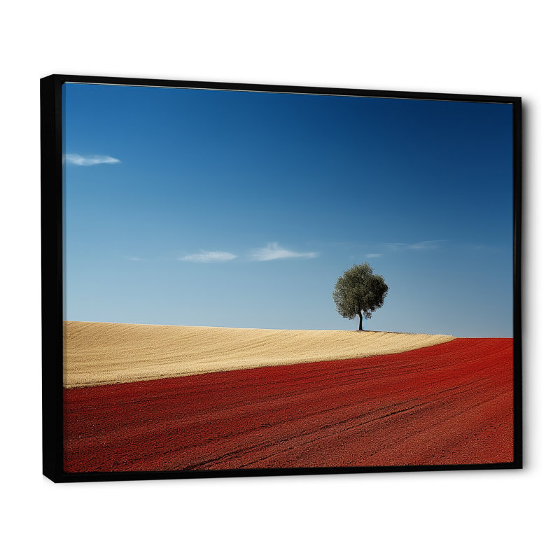 " Sunset Road Landscape ", Black Floater Framed, 16" H x 32" W x 1" D