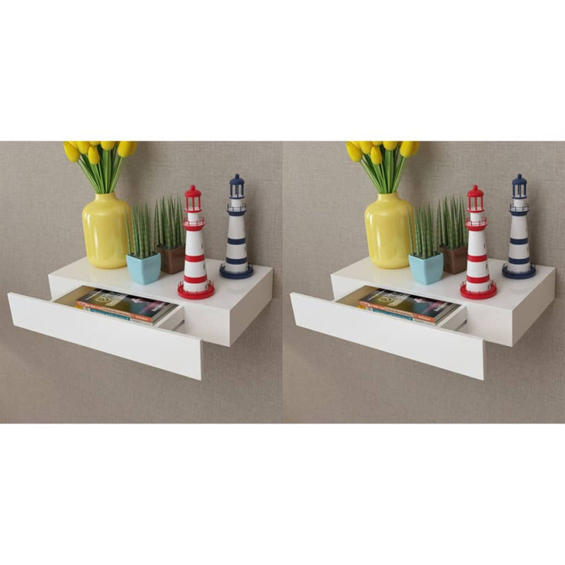 Wall Shelf Floating Shelf with Drawer Display Shelf for Books DVDs