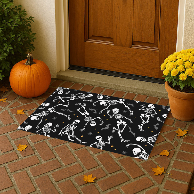 Tapis d'extérieur Skeleton Boogie, Gris anthracite, L 21 po x L 34 po