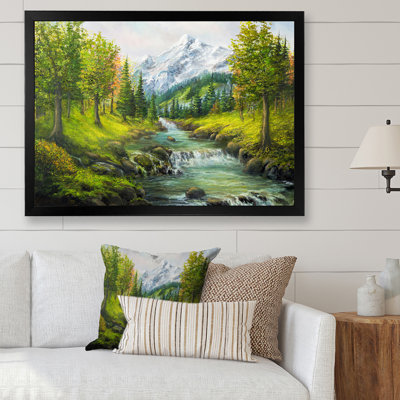 «Beautiful Spring River In Mountain III», décoration murale traditionnelle sur toile