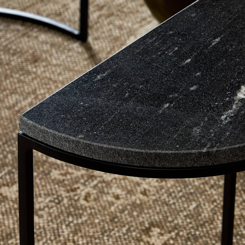 Ane Marble Nesting End Table, Black Marble, Black