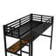 Lit mezzanine simple en métal de taille XL avec prise de courant et éclairage à DEL, peu encombrant, noir