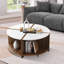 Table basse ronde industrielle 36,6 po 4 pièces à 2 niveaux avec rangement pour le salon-107140829