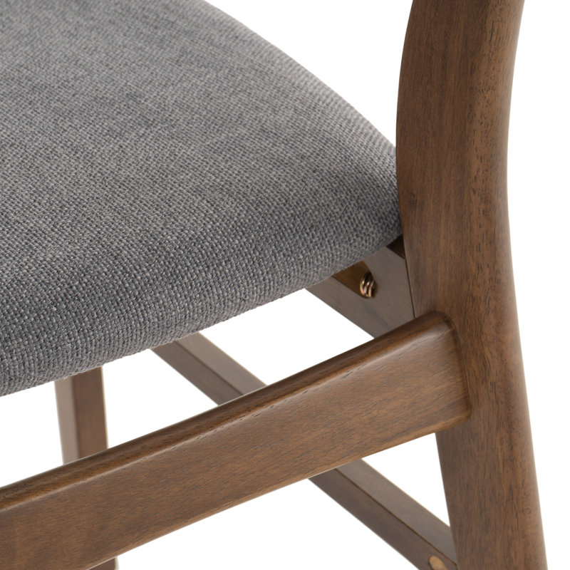 Barros 18'' H Upholstered Side Chair, Walnut, Dark Gray