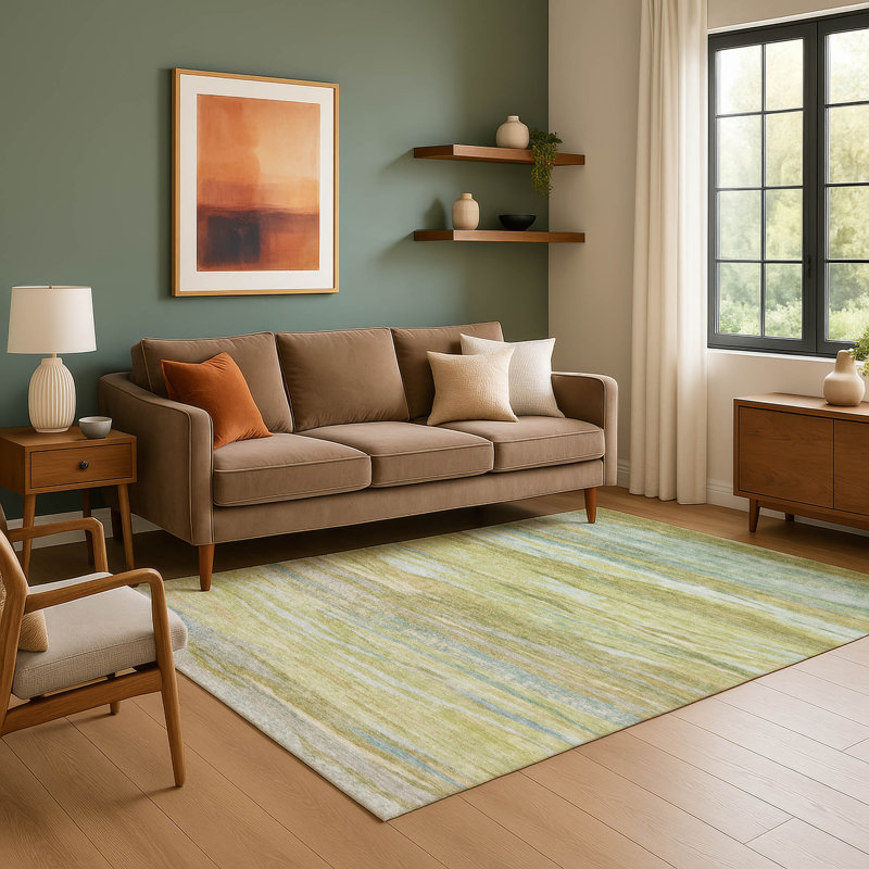 Premium Machine Washable Alaina AMF1933 Waves Rug, Rectangle 8' x 10'