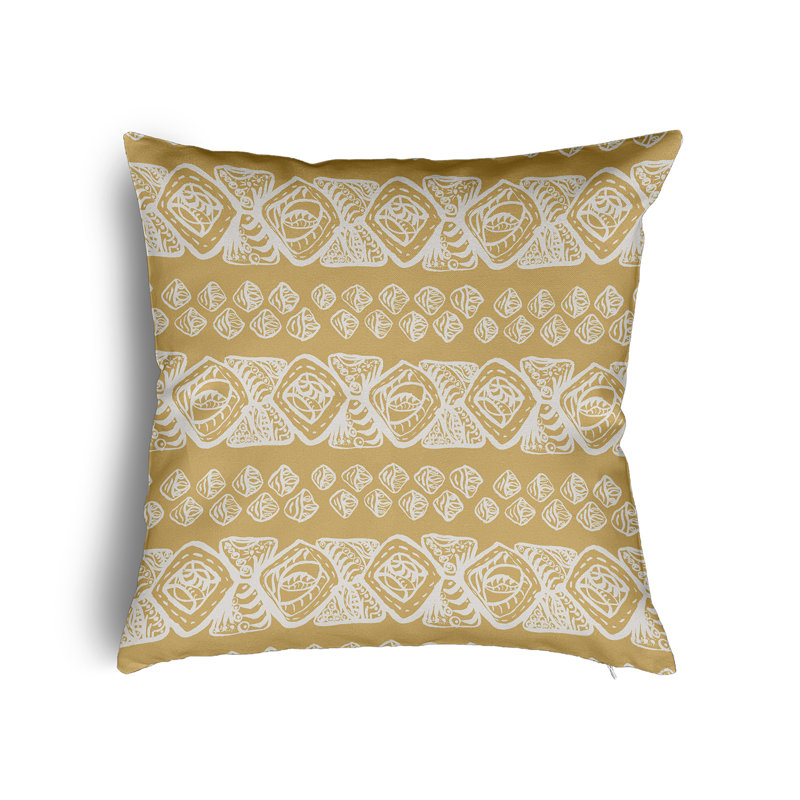 Overkamp Geometric Square Cushion, 45cm H x 45cm W x 13cm D, Yellow