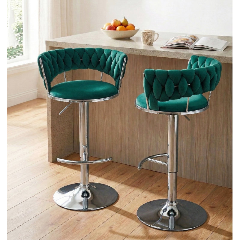 Tabourets de bar réglables Glam, Vert