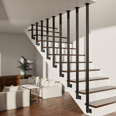 Black Wall Mount Adjustable Metal Stair Handrail, Non-Slip Safety Rail for Elderly Kids Indoor Outdoor Home Loft Corridor（80cm）