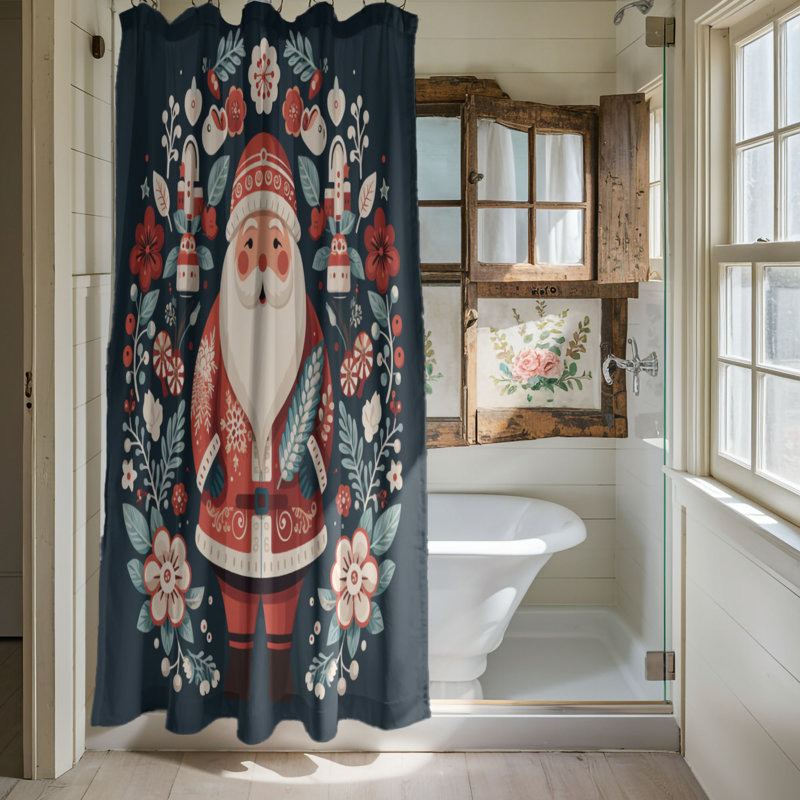 Rideau de douche 1 pièce scandinave Yuletide, H 74 po x l 71 po