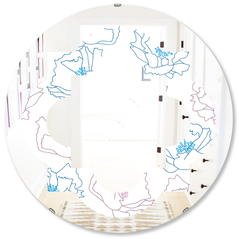 Miroir mural quatre coquelicots, H 31,5 po x l po