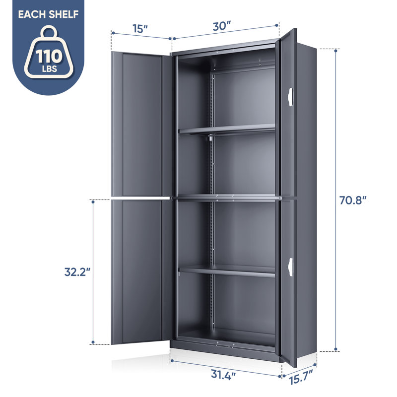 Armoires de rangement en métal avec serrure, Gris