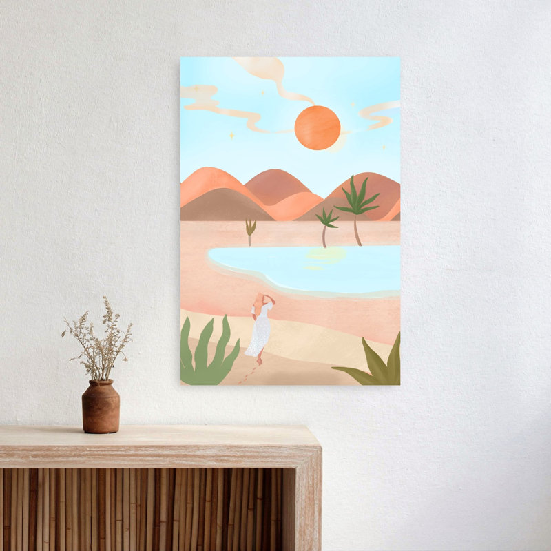 «Mocha Dreams Dreamy Peaceful Abstract Palm Tree Landscape Summer», reproduction d'art mural, H 24 po x l 16 po