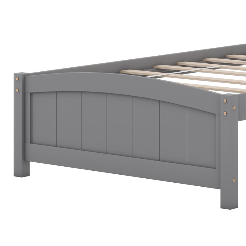 Lit plateforme avec tête et pied de lit., Gris