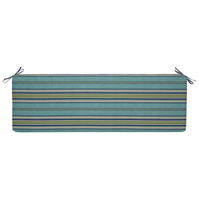 Coussin de banc d'extérieur, L 60 po x P 19 po, Brun clair / vert / bleu / brise de terrasse rayé