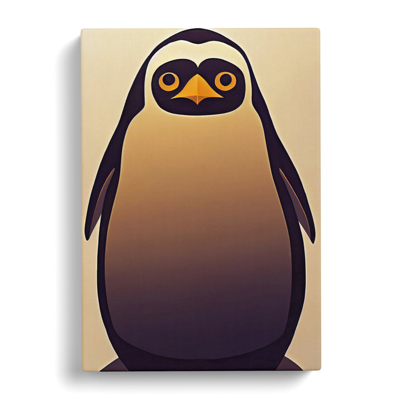 Retro Penguin Art No.2 - Wrapped Canvas, 50cm H x 35cm W x 3cm D