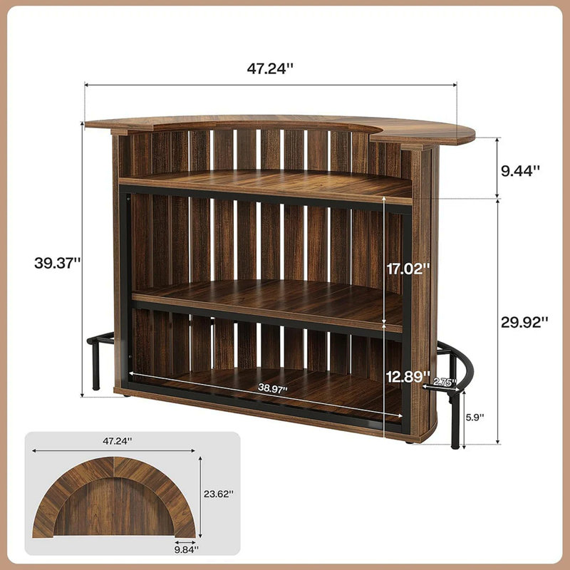 Stylish Bar Table,Arc-Shaped Bar Cabinet,Coffee Table