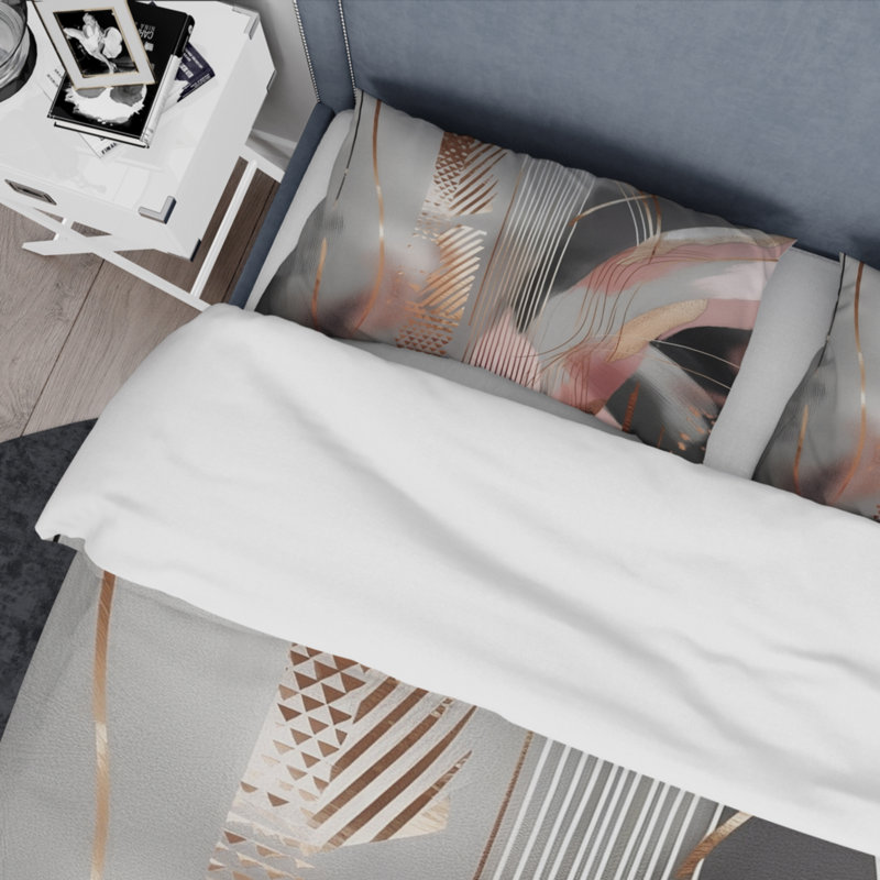 Ensemble de housse de couette rose en microfibre / polyester, Housse de couette pour grand lit et 2 taies décor