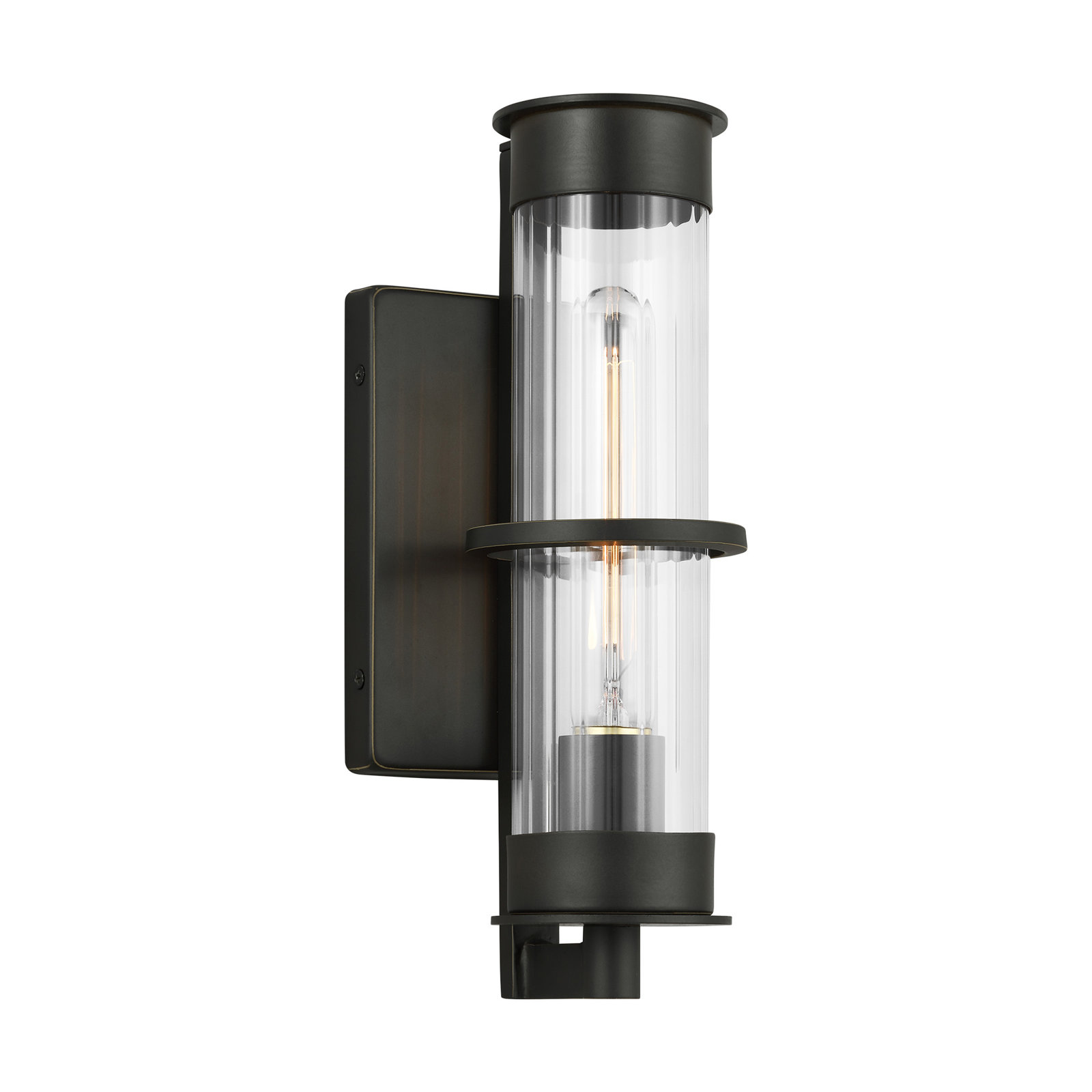 Blesse Single Light Cylinder Outdoor Wall Light, 12.5" H x 5" W x 5" D, Antique Bronze