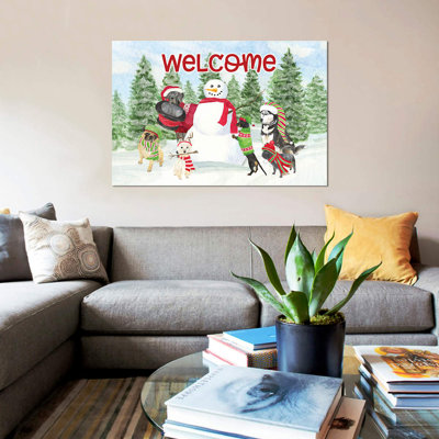 « dog days of christmas welcome », reproduction d’impression sur toile tendue Tara Reed
