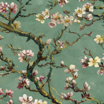Vintage Floral Wallpaper Elegant Green Wall Decor