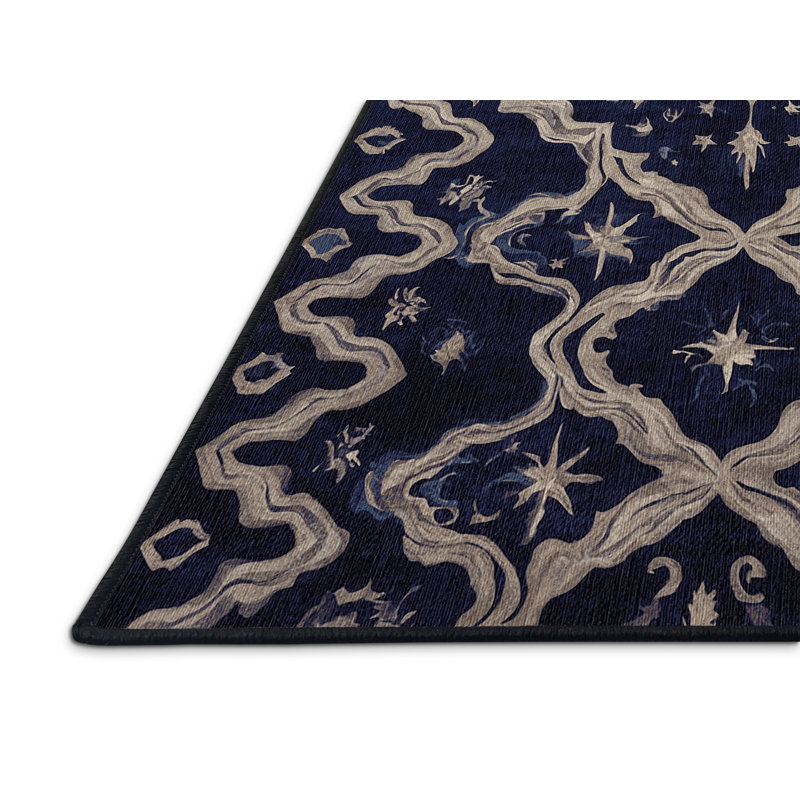 Machine Washable Gray Area Rug, Round 6'