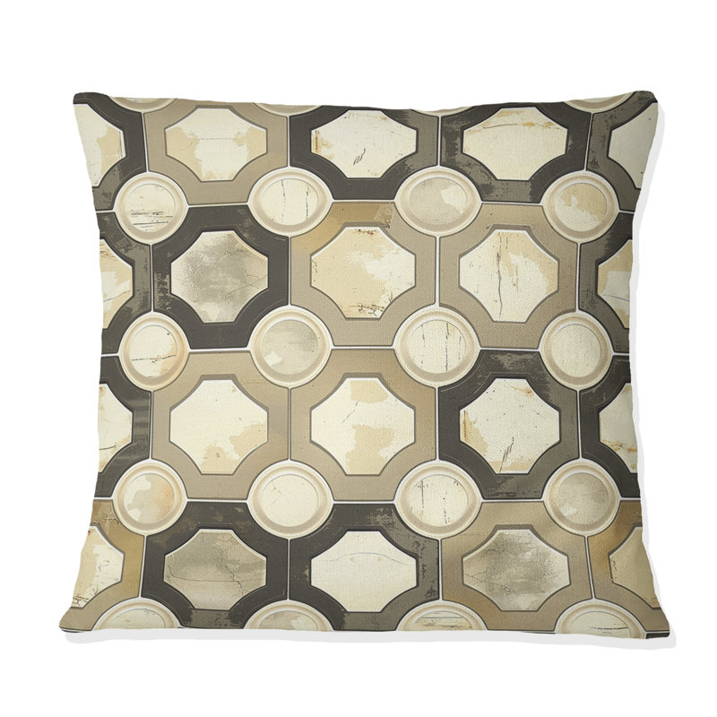 Coussin décoratif gris Mid-Century gris beige, H 16 po x l 16 po