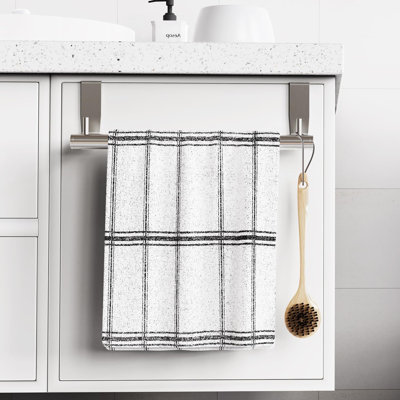Porte-serviettes en acier inoxydable avec 2 crochets - aucune installation de perceuse, coussinets en mousse EVA pour la protection, conception peu encombrante pour la cuisine et la salle de bain