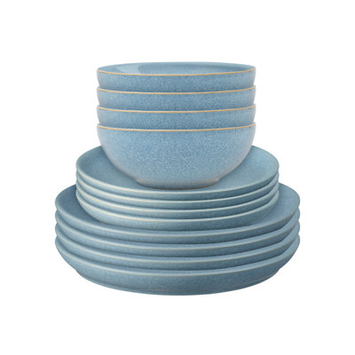 Denby Elements 12 Piece Coupe Dinnerware Set, Service for 4