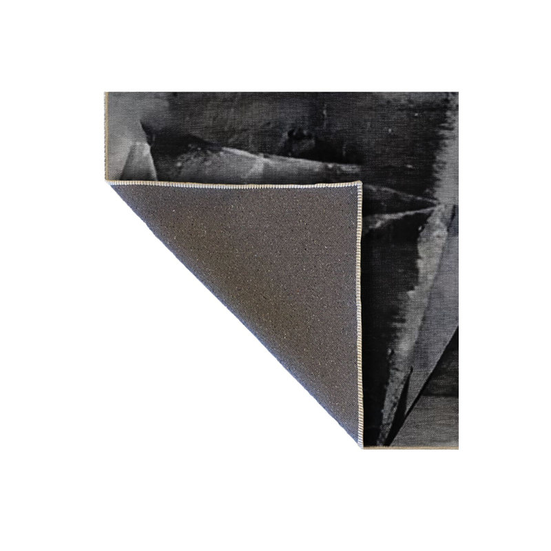 Tapis décoratif noir à motif géométrique abstrait à motif géométrique noir, Sous-tapis rectangulaire 2 pi 4 po x 3 pi 11 po