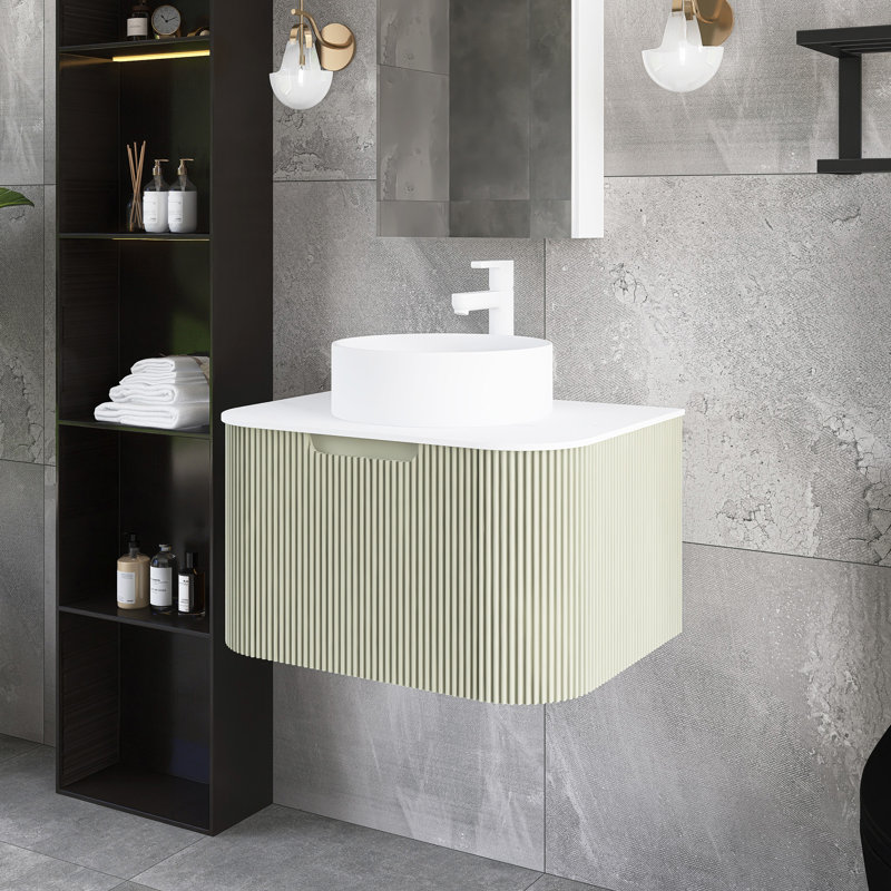 Meuble-lavabo mural 24 po avec lavabo, Beige