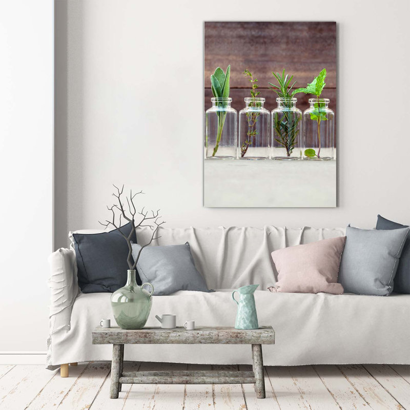 Herbs In Jars - Wrapped Canvas Print