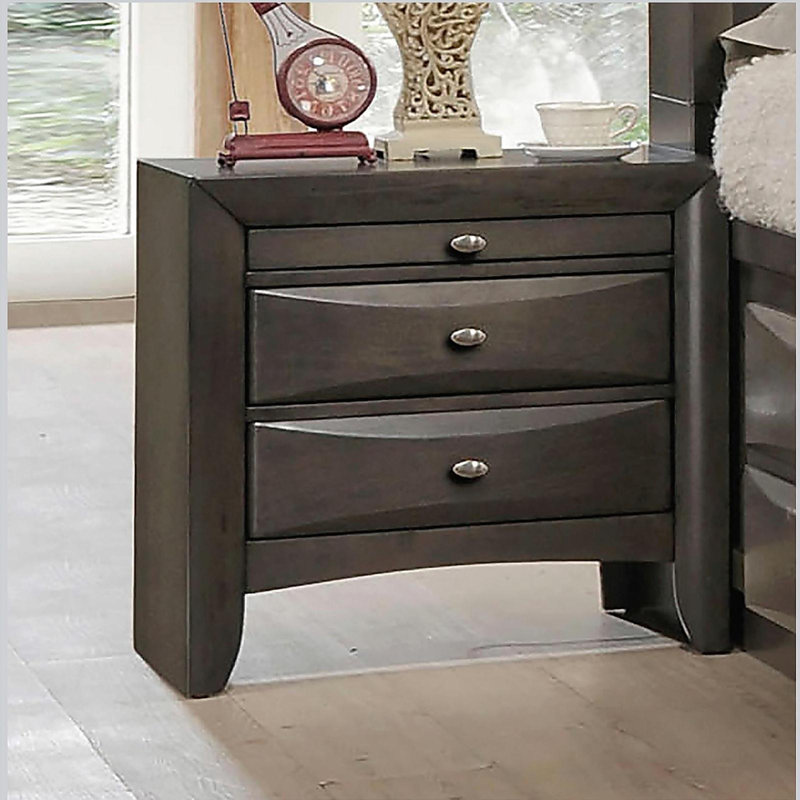 Table de chevet grise 1pc, Gris